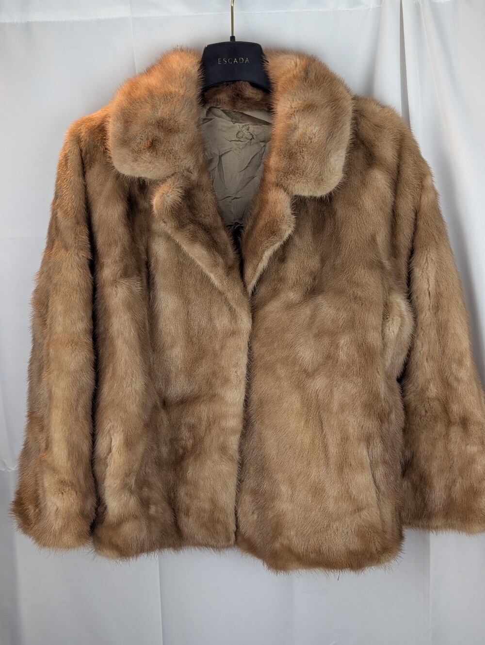 Vintage Real Mink Fur Jacket Custom Made Honey Blonde Pastel Light Brown Size M